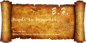 Bogáts Hippolit névjegykártya